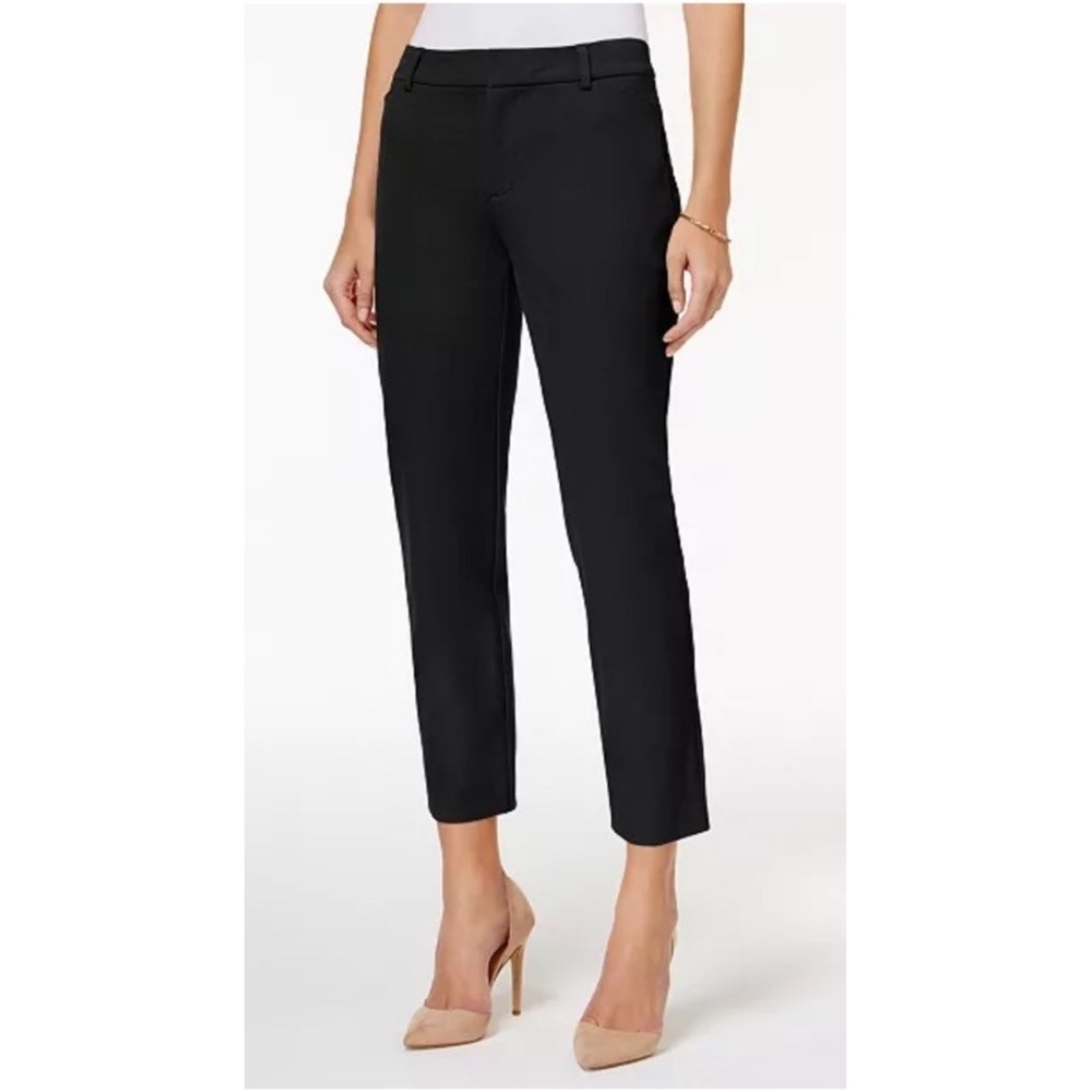 Charter Club Newport Slim Crop Pants Womens 14 Black Cotton Blend Trousers